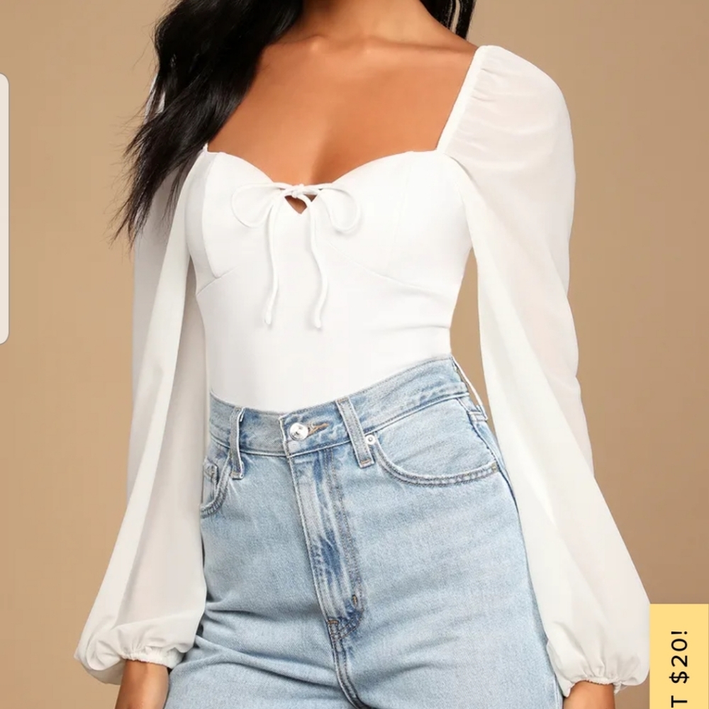 Lulu's Never Tied Down White Lace Up Body Suit